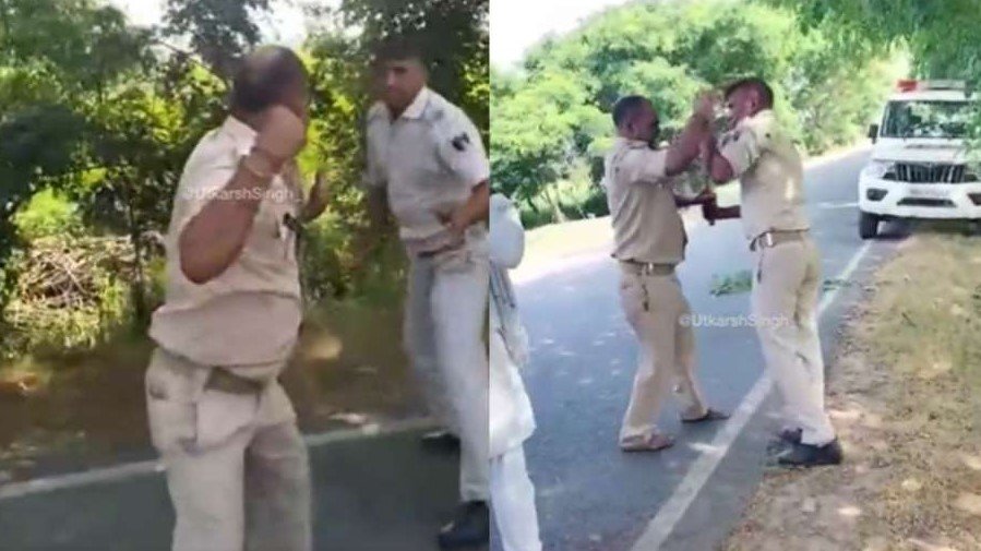 Viral Video - पुलिस वालो ने एक-दूसरे पर की लात-घूसे की बौछार, सिपाहियों पर होगी कार्रवाई