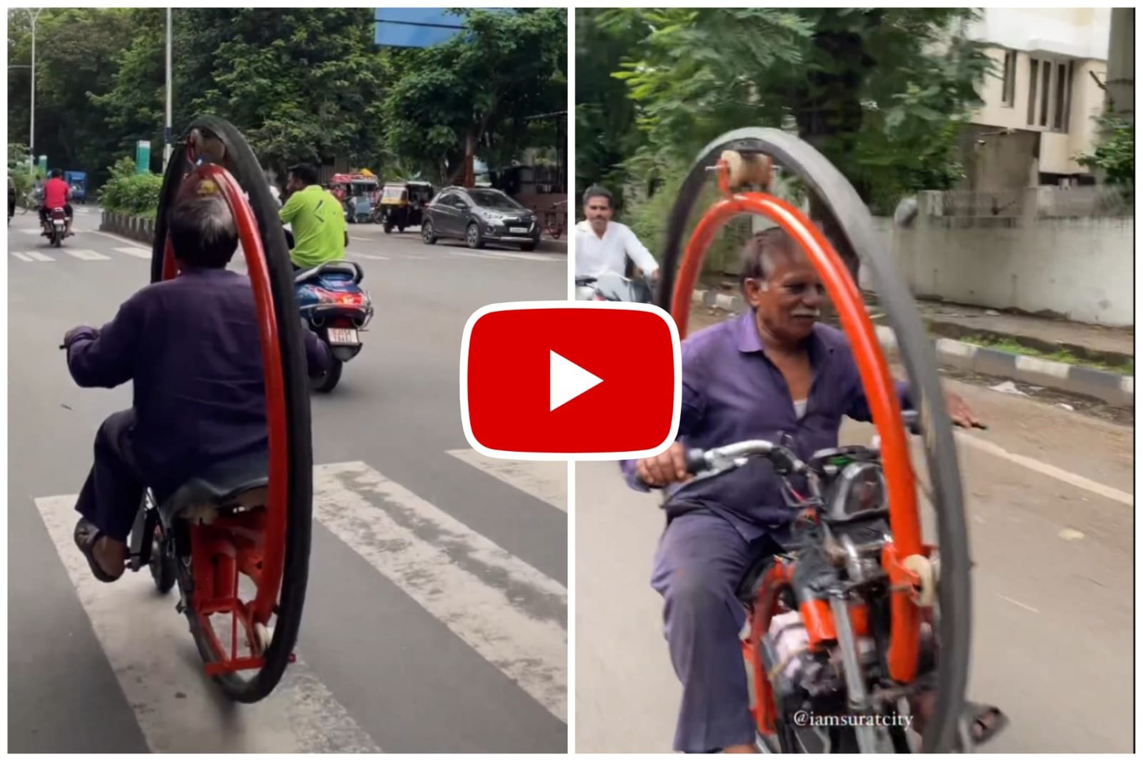 Jugaad Wali Bike - A one-tyre car with uncle on the road