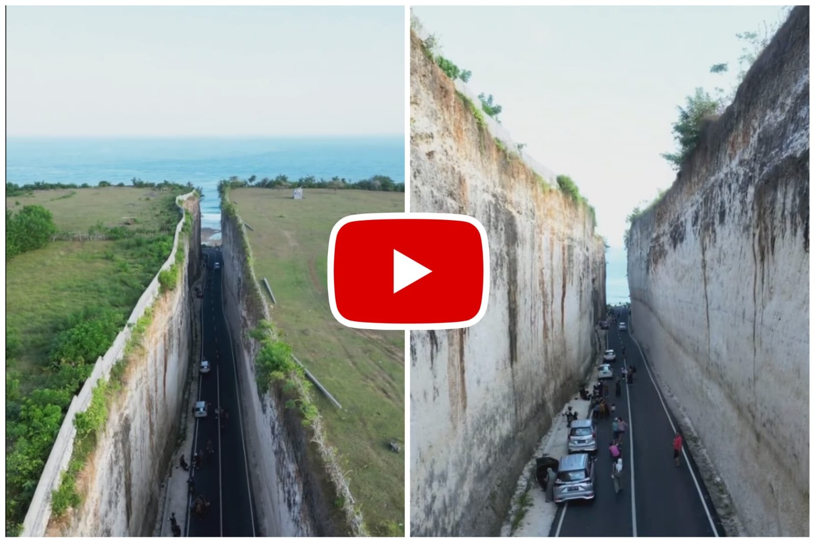 Sadak Ka Video - Beautiful view of the road passing between two rocks