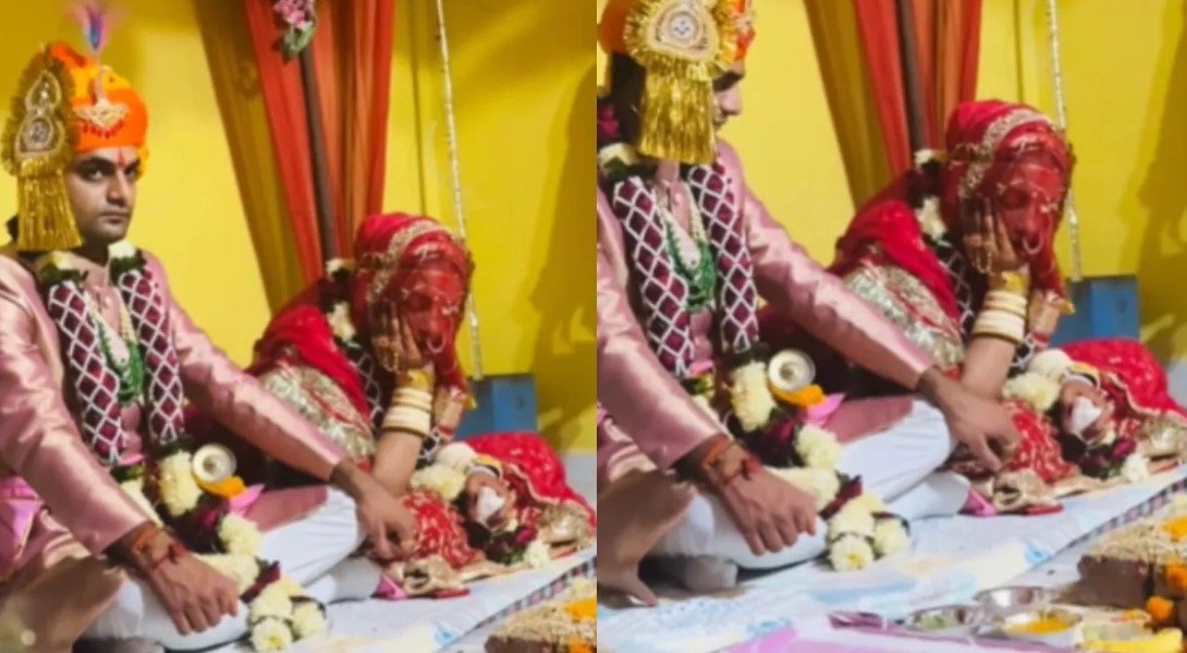 शादी के मंडप में सोते दुल्हन का वीडियो हुआ वायरल, दूल्ह का उठाने का अंदाज देख लोगो की छूट गए हसी,