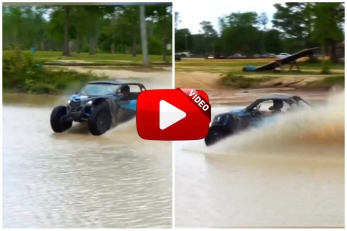 Car Ka Video - Speeding car passed over deep water