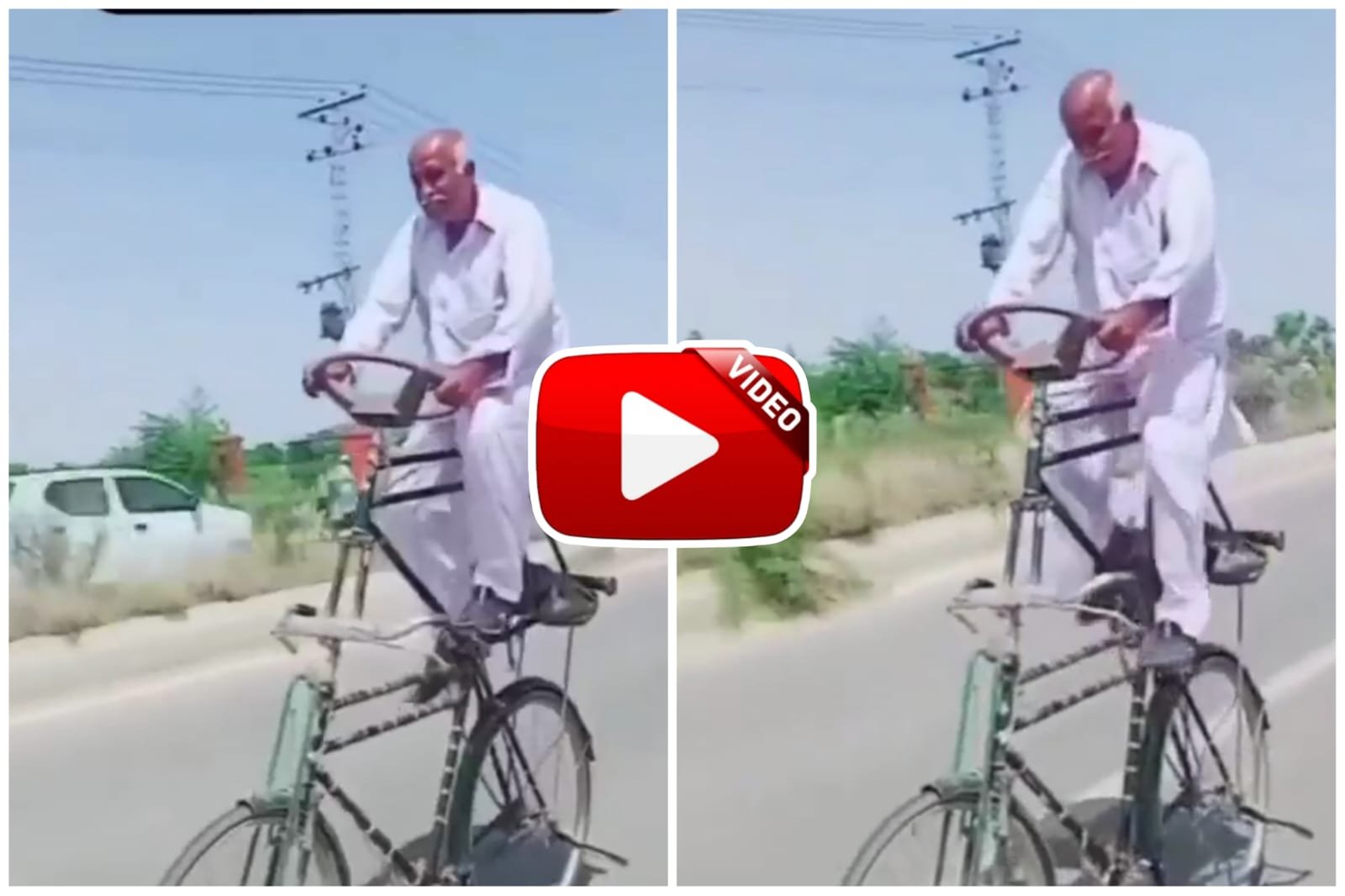 Chacha Ka Jugaad - Elderly uncle came out on the road with a double decker bicycle