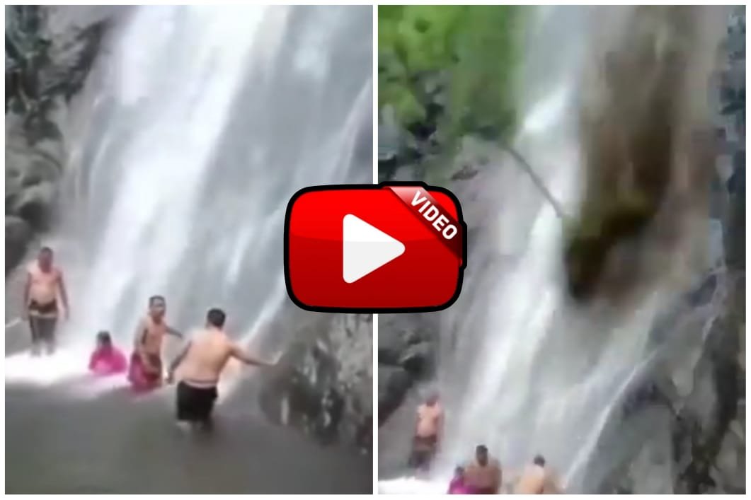 Viral Video - Accident happened with people enjoying in the waterfall