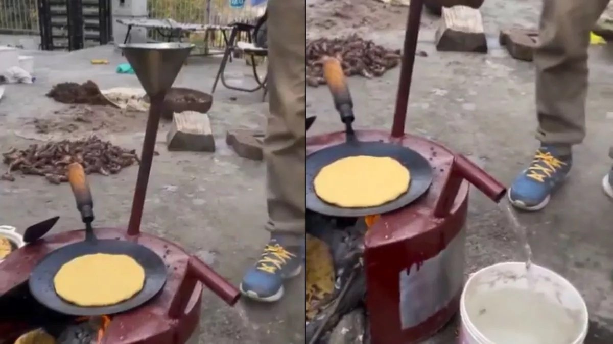 Jugaad Video - चुल्ह पर रोटी बनाने के साथ साथ शख्स ने पानी गरम करने के लिए लगाया गजब का जुगाड़,