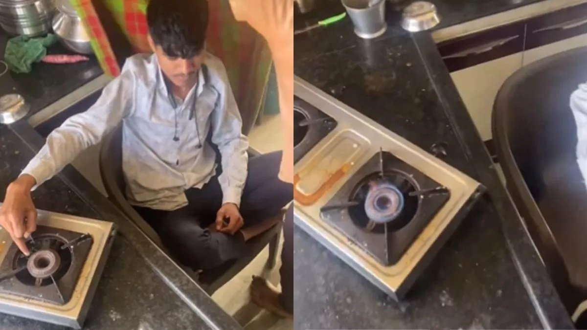 Jugaad Video - बिना लाइटर और माचिस के शख़्स ने ऊँगली से जलाया गैस चूल्हा, देखे गजब का जुगाड़,