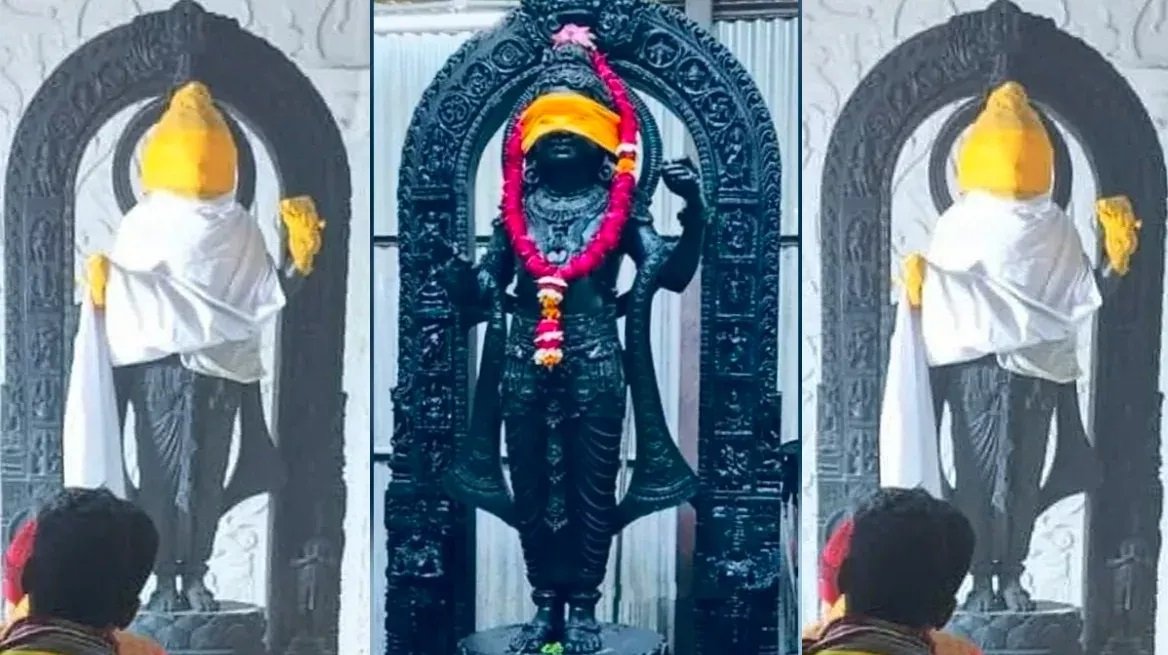 Ram Lalla ki Murti - मंदिर में स्थापित हुई रामलला की मूर्ति, पहली झलक आई सामने,