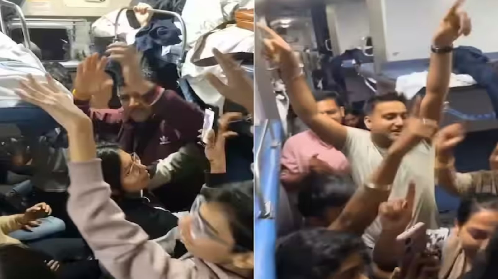 Train Ka Video - ट्रेन में राम भजन पर झूमते दिखे यात्री, नज़र देख उठ जायगे रोंगटे,