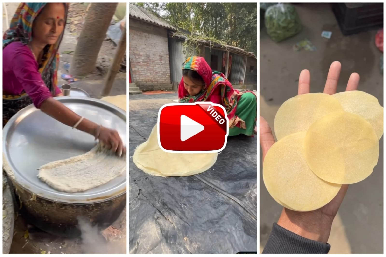 Papad Making Video - Woman made many papads at once with amazing technique
