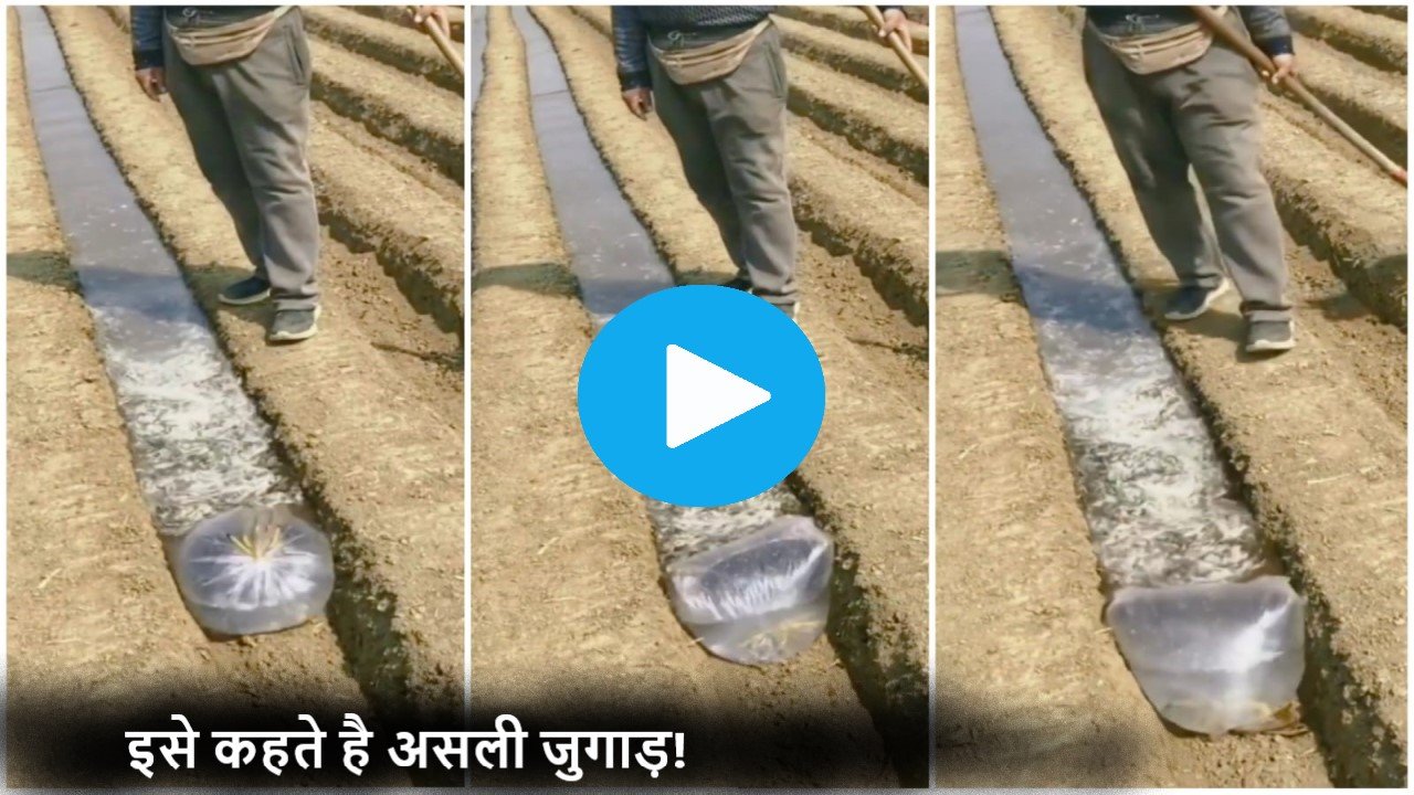 मेड़ में बराबर मात्रा में पानी भरने का किसान ने ढूंढा यूनिक आईडिया, वीडियो देख लोग बोले "इसे कहते है असली जुगाड़!"