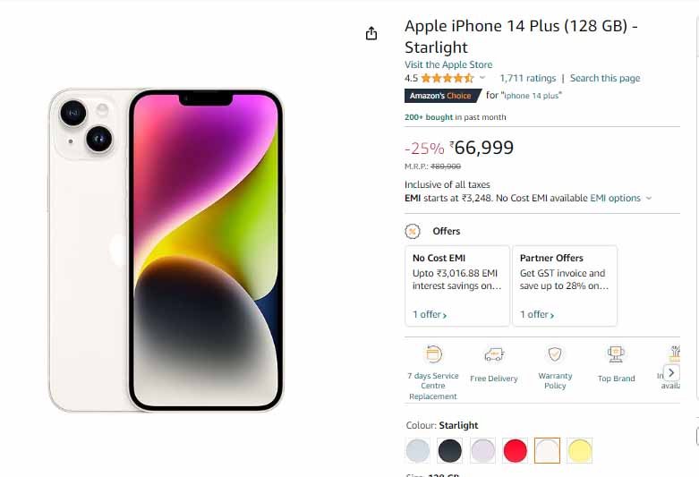 iPhone 14 Plus - iPhone 14 Plus is available here with a huge discount of up to Rs 44,000