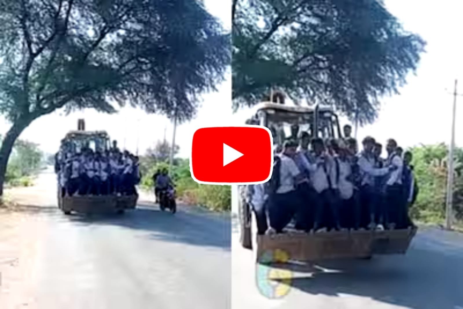 Funny Video: Boys did not respond, school children came out riding on JCB