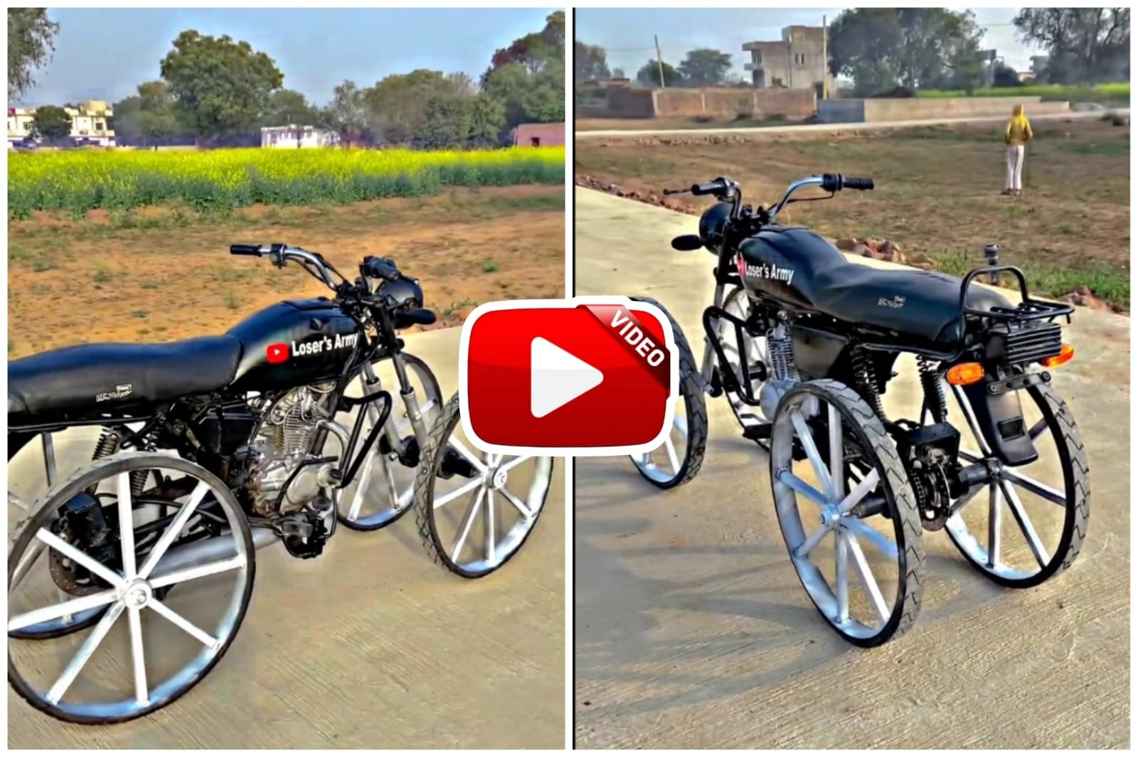 Jugaad Wali Bike | The man fitted 4 wheels to the bike using Jugaad and made it a four wheeler.