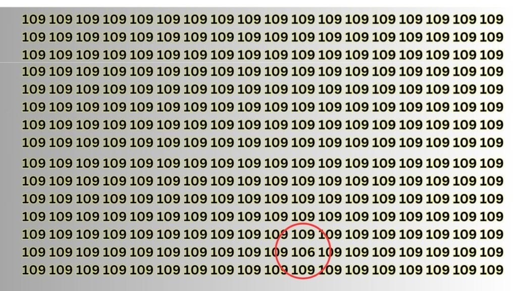 खुद को समझते हो ज्ञानी तो तस्वीर में 109 के गैंग में छुपा बैठा 106 अंक को सिर्फ 5 सेकंड में ढूंढ कर बताइये