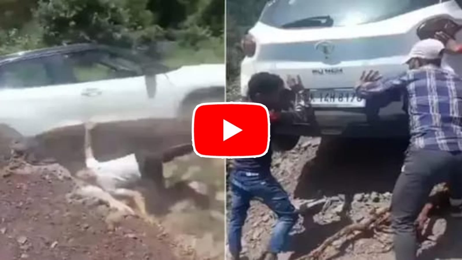 Viral Video: People were saving the car falling from the mountain, but the next moment an accident happened