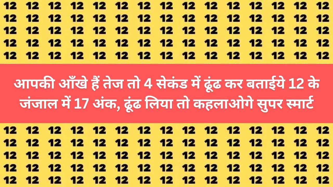 Optical Illusion: आपकी आँखे हैं तेज तो 4 सेकंड में ढूंढ कर बताईये 12 के जंजाल में 17 अंक, ढूंढ लिया तो कहलाओगे सुपर स्मार्ट