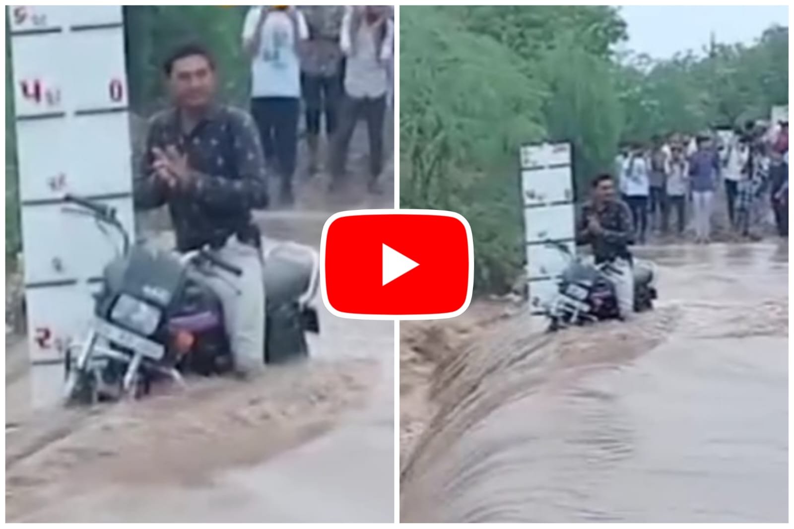 Viral Video: You would not have seen such a craving for tobacco, a person was seen rubbing mawa amidst the flood