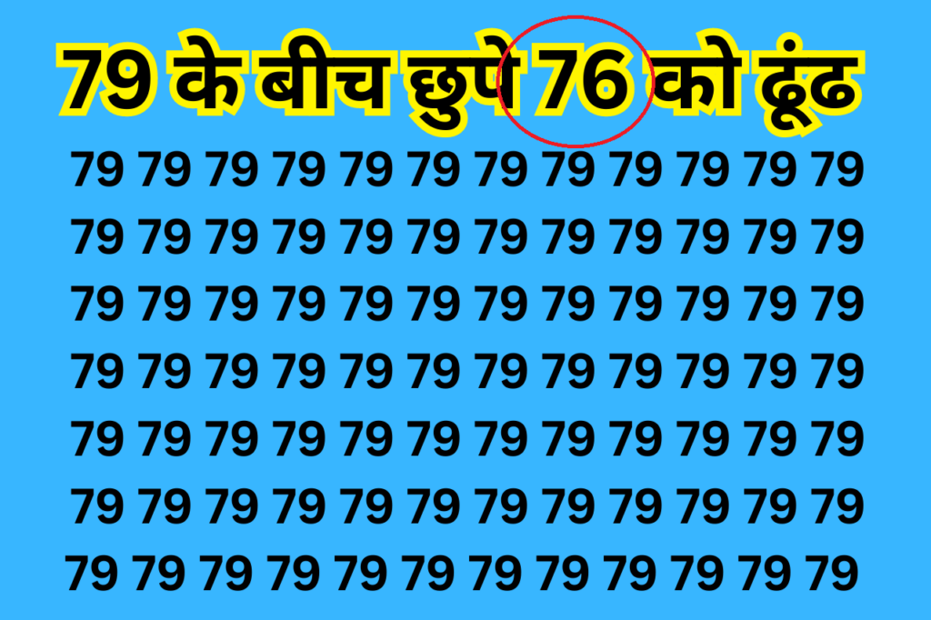 Optical illusion - खुद को समझते हो बीरबल जैसे तेज दिमाग वाले तो 10 सेकंड में 79 नंबरों के जंजाल में खोज कर दिखाईये 76