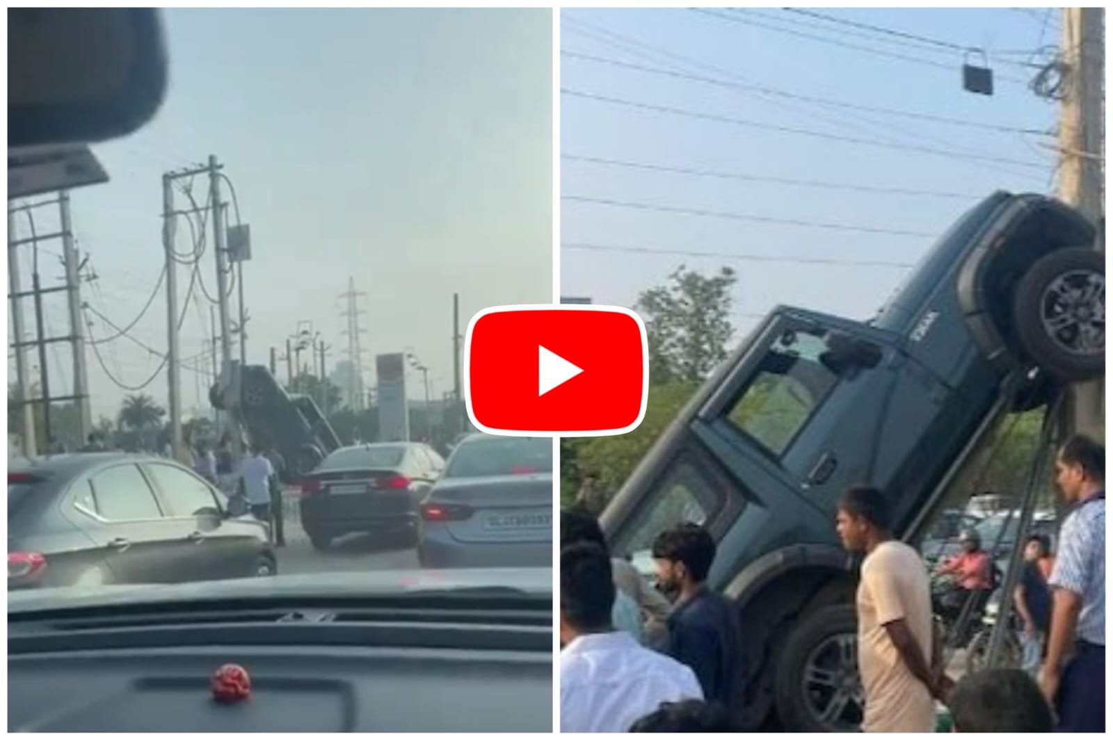 Video of Mahindra Thar climbing an electric pole went viral on social media