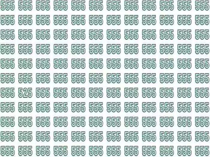 Optical Illusion: 525 is hidden somewhere in the crowd of 555, whoever has sharp eyes will find it there.