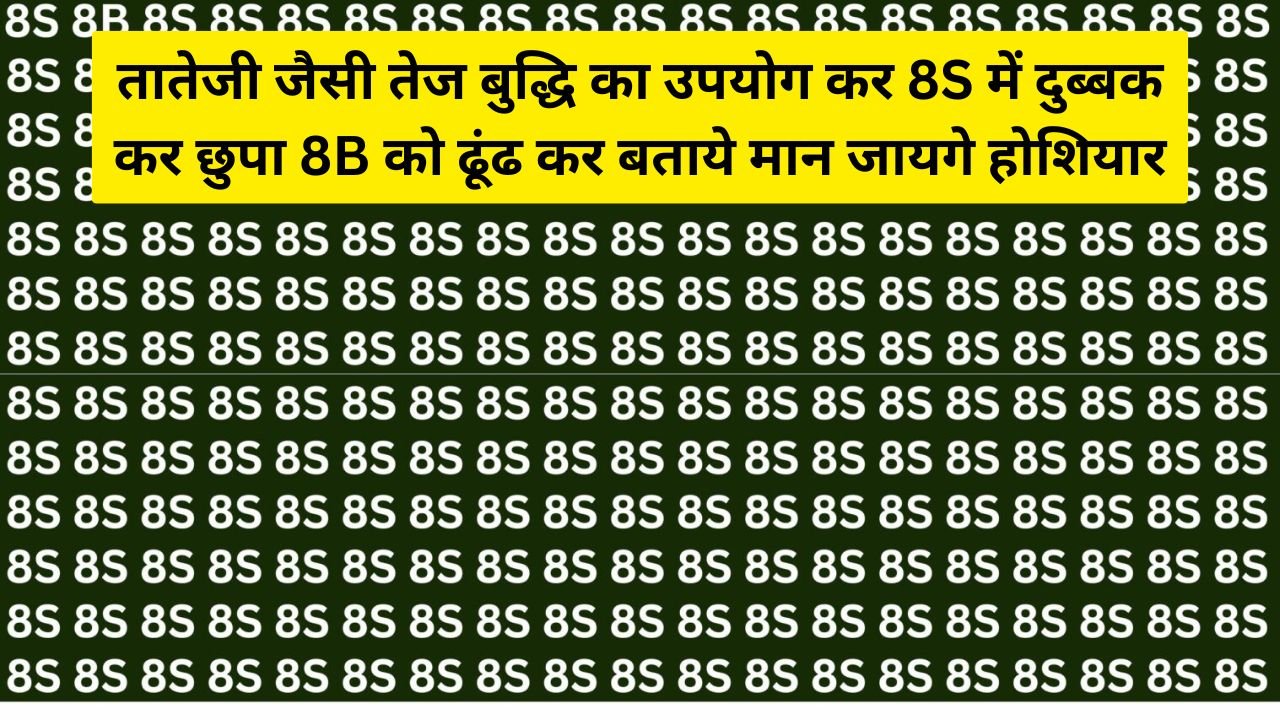 optical illusion: तातेजी जैसी तेज बुद्धि का उपयोग कर 8S में दुब्बक कर छुपा 8B को ढूंढ कर बताये मान जायगे होशियार