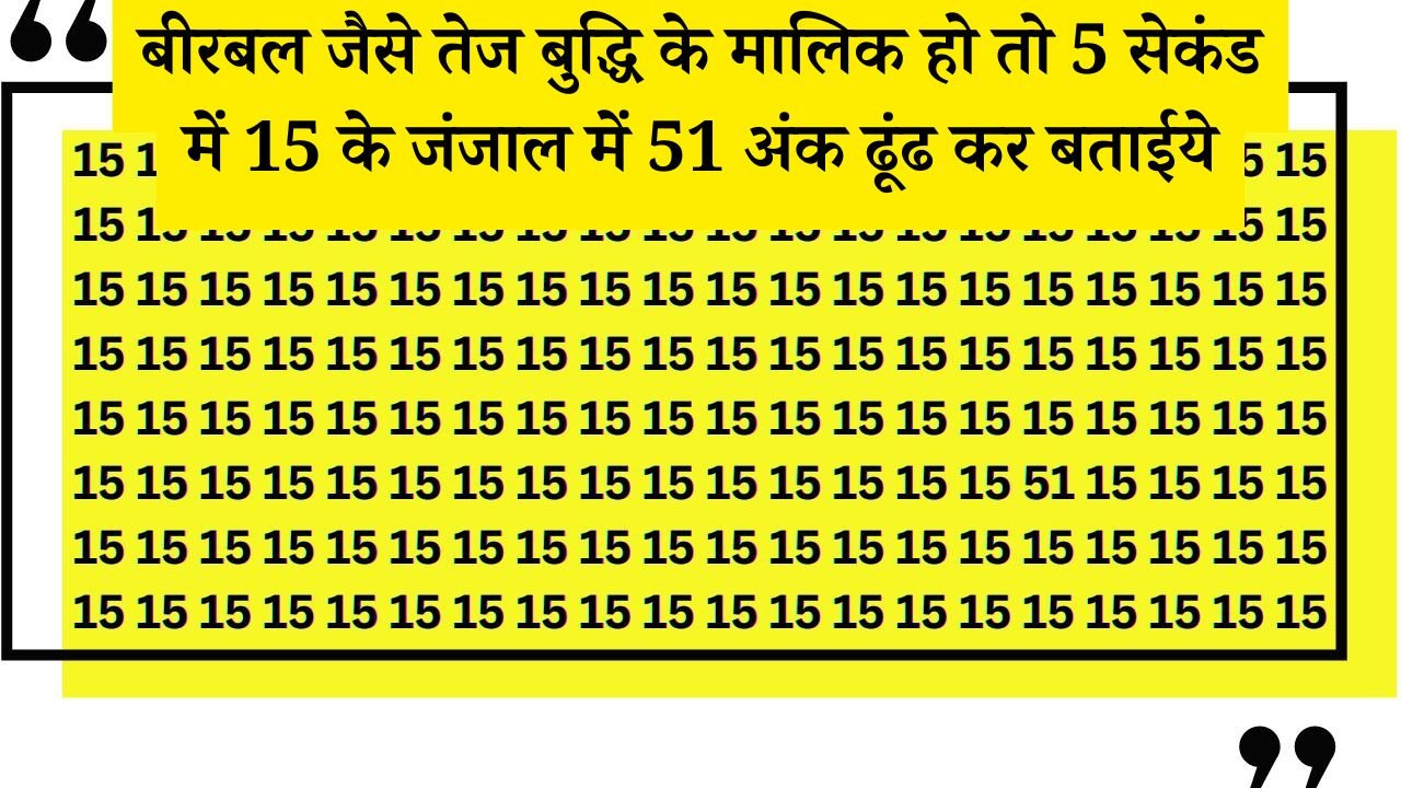 Optical Illusion: बीरबल जैसे तेज बुद्धि के मालिक हो तो 5 सेकंड में 15 के जंजाल में 51 अंक ढूंढ कर बताईये