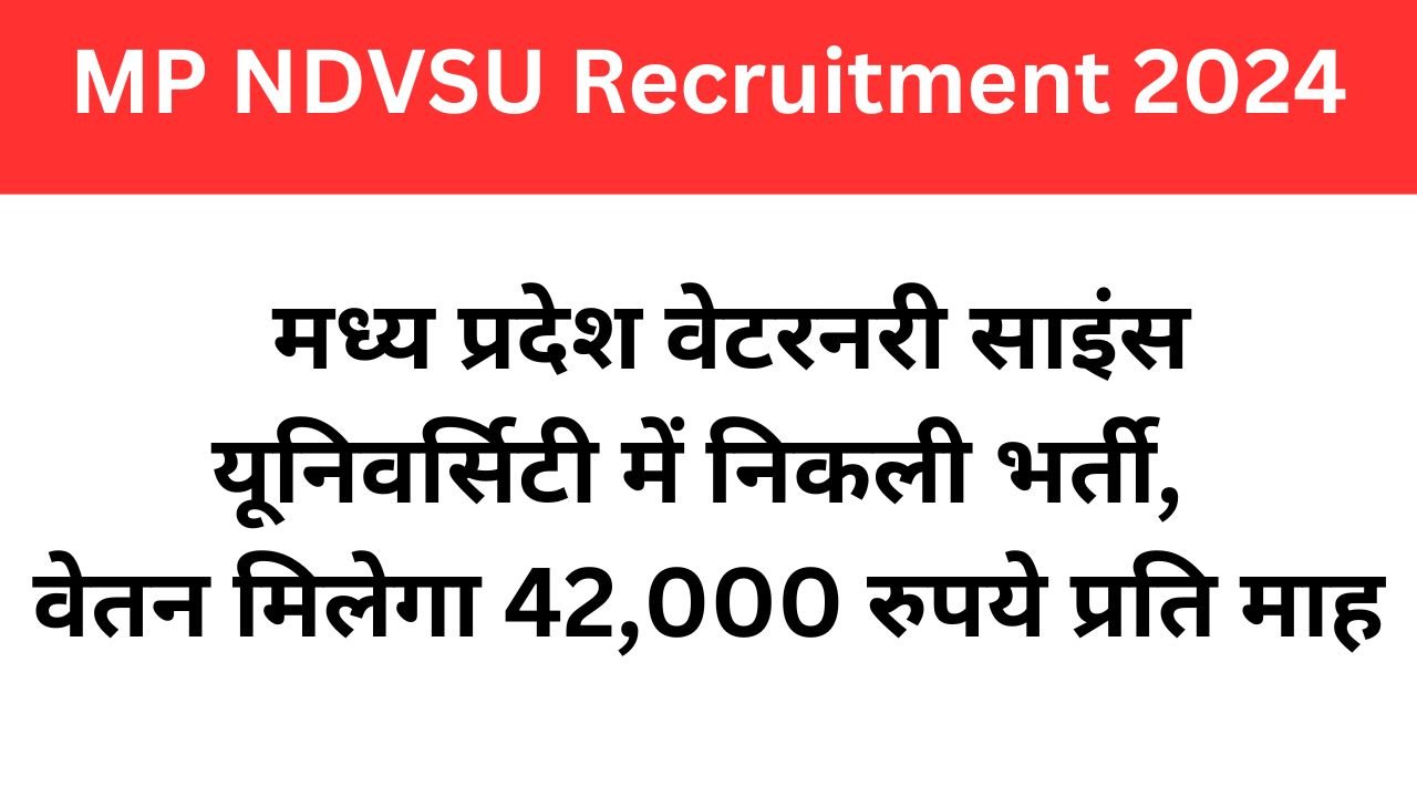 MP NDVSU Recruitment 2024 - मध्य प्रदेश वेटरनरी साइंस यूनिवर्सिटी में निकली भर्ती, वेतन मिलेगा 42,000 रुपये प्रति माह