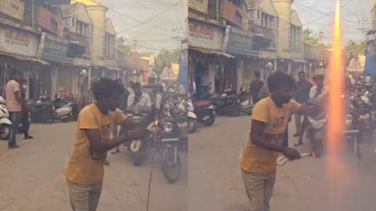 Viral Video - इस शख्स ने हाथों में दर्जनों रॉकेट लेकर किया फायर, देखने वालों की आंखें खुली रह गईं!