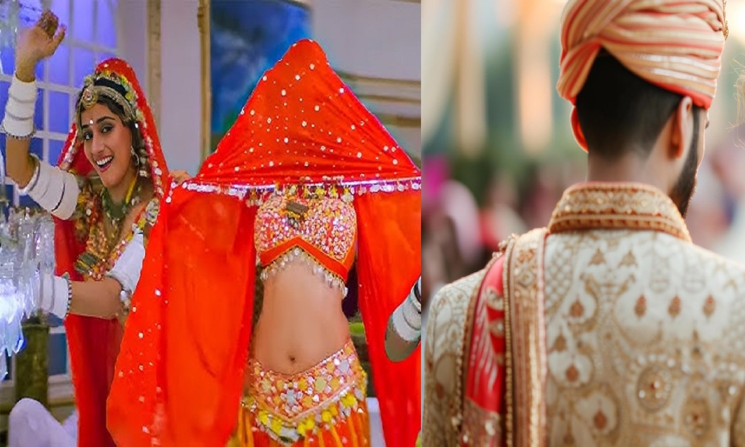 a man and woman wearing traditional clothing